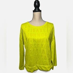 Armani Exchange Lime Green Monogram Long Sleeve Cropped Top Womens size Large